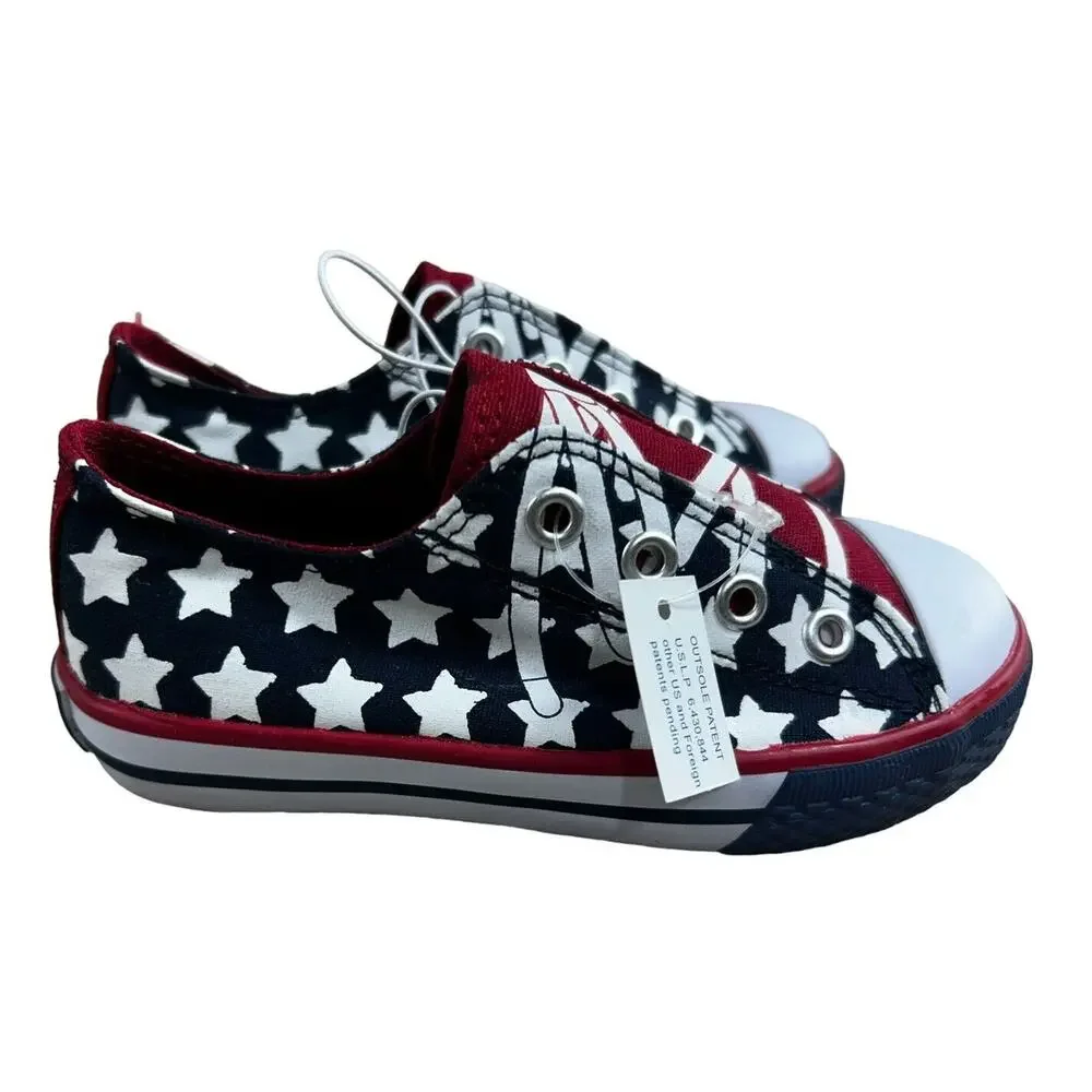 The Children's Place Patriotic Stars Slip On Sneakers Sz 8 Toddler Shoes USA New